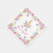 水彩フローラユニコーン女の子ベビーシャワー スタンダードランチョンナプキン (角)