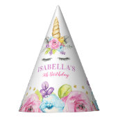 水彩フローラユニコーン誕生日 パーティーハット (正面)