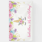 水彩フローラユニコーン誕生日 横断幕 (縦)