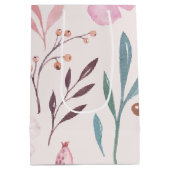 水彩フローラユニコーン顔クリスマス ミディアムペーパーバッグ (裏面)