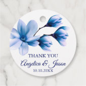 水彩フローラライトブルーネイビーホワイト結婚ズ フェイバータグ (裏面)