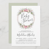 水彩フローララッシュベビーシャワー 招待状 (正面/裏面)