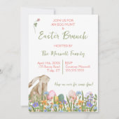 水彩フローララビットイースターブランチ&エッグ狩り 招待状 (正面)