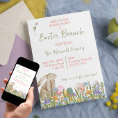 水彩フローララビットイースターブランチ&エッグ狩り 招待状