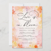水彩フローララブイン開花ブライダルシャワー 招待状 (正面)