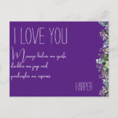 水彩フローララブパープルおもしろいハガキ シーズンポストカード (正面)