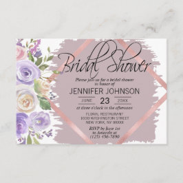 水彩フローララベンダーパープルブライダルシャワー 招待状