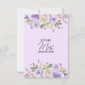 水彩フローララベンダーパープルブライダルシャワー 招待状 (裏面)