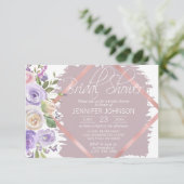 水彩フローララベンダーパープルブライダルシャワー 招待状 (スタンド正面)