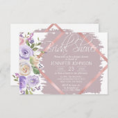 水彩フローララベンダーパープルブライダルシャワー 招待状 (正面/裏面)