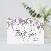 水彩フローララベンダーパープルブライダル結婚ズ サンキューカード (スタンド正面)