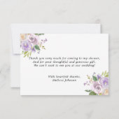 水彩フローララベンダーパープルブライダル結婚ズ サンキューカード (裏面)