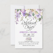 水彩フローララベンダーパープルリハーサルディナー 招待状 (正面)