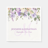 水彩フローララベンダーパープルリース結婚ズ スタンダードカクテルナプキン (正面)