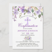 水彩フローララベンダーパープル確認 招待状 (正面)