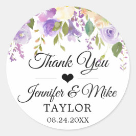 水彩フローララベンダーパープル結婚式の引き出物 ラウンドシール