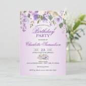 水彩フローララベンダーパープル誕生日 招待状 (スタンド正面)