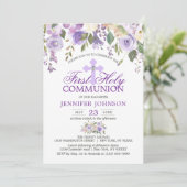 水彩フローララベンダーファースト聖餐式 招待状 (スタンド正面)