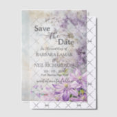 水彩フローララベンダー日付を保存 ベラム紙招待状 (オフセット (招待状))