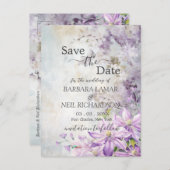 水彩フローララベンダー日付を保存 ポストカード (正面/裏面)