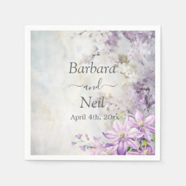 水彩フローララベンダー結婚ズ スタンダードカクテルナプキン