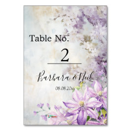 水彩フローララベンダー結婚ズ テーブルナンバー