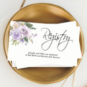 水彩フローララベンダー薄紫結婚ズレジストリ エンクロージャーカード