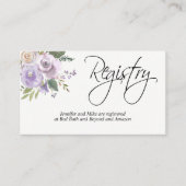 水彩フローララベンダー薄紫結婚ズレジストリ エンクロージャーカード (正面)