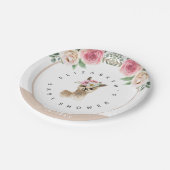 水彩フローララマ男女兼用ベビーシャワー ペーパープレート (アングル)