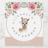 水彩フローララマ男女兼用ベビーシャワー ワインラベル (シングルラベル)