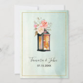 水彩フローラランタンバラ金ゴールドブライダルシャワー 招待状 (裏面)