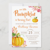 水彩フローラリトルカボキンガール誕生日 招待状 (正面)