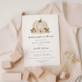 水彩フローラリトルカボチャ赤ちゃんシャワー 招待状