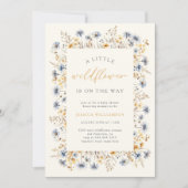 水彩フローラリトルワイルドフラワーベビーシャワー 招待状 (正面)