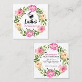 水彩フローラリースまつ毛エクステンションブシン スクエア名刺 (正面/裏面)