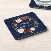 水彩フローラリースエレガントメリークリスマス コースター (左側)