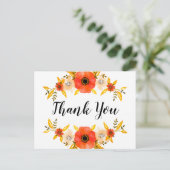 水彩フローラリースカスタム「ありがとう」文字 ポストカード (スタンド正面)