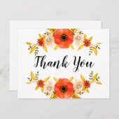 水彩フローラリースカスタム「ありがとう」文字 ポストカード (正面/裏面)