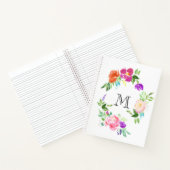 水彩フローラリースパーソナライズされたモノグラム ノートブック (内部)