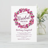 水彩フローラリースピンクブライダルシャワー 招待状 (スタンド正面)