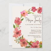 水彩フローラリースフォスターベビー/チャイルドシャワー 招待状 (正面)