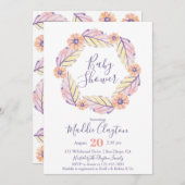 水彩フローラリースベビーシャワー招待状 招待状 (正面/裏面)