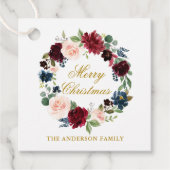 水彩フローラリースメリークリスマス金ゴールド フェイバータグ (正面)