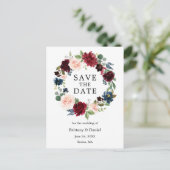 水彩フローラリース保存日付 案内ポストカード (スタンド正面)