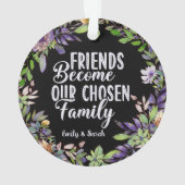 水彩フローラリース友情引用文ギフト オーナメント (裏面)