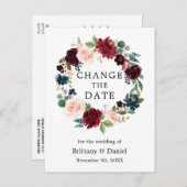 水彩フローラリース日付の変更 ポストカード (正面/裏面)