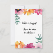 水彩フローラリース日付カードの保存 セーブザデート (裏面)