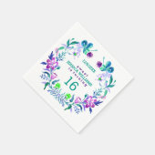 水彩フローラリース甘い16 スタンダードカクテルナプキン (角)