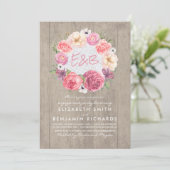 水彩フローラリース素朴婚約パーティ 招待状 (スタンド正面)