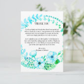 水彩フローラリース結婚ターコイズ サンキューカード (スタンド正面)